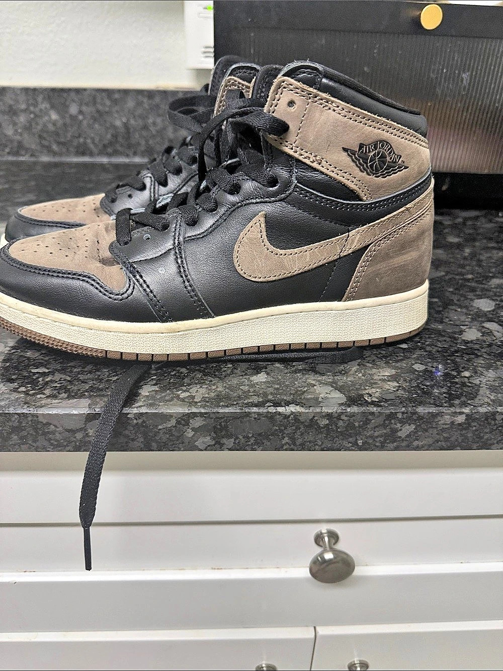 Nike Air Jordan 1 High-Top Sneakers in Black & Brown